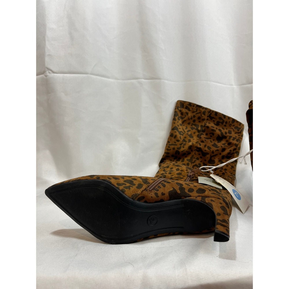 A New Day Womens Leopard Print Knee High Kitten Heel Boots Brown Black Size 7.5 - Picture 7 of 7